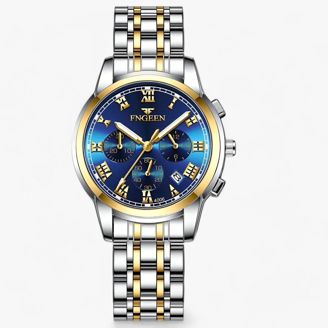 Levoire | Montre Ronde En Acier Inoxydable Jian doré bleu