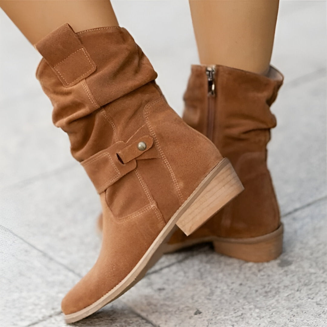 Levoire | Bottes Élegantes Femmes À Talons Bas Braun