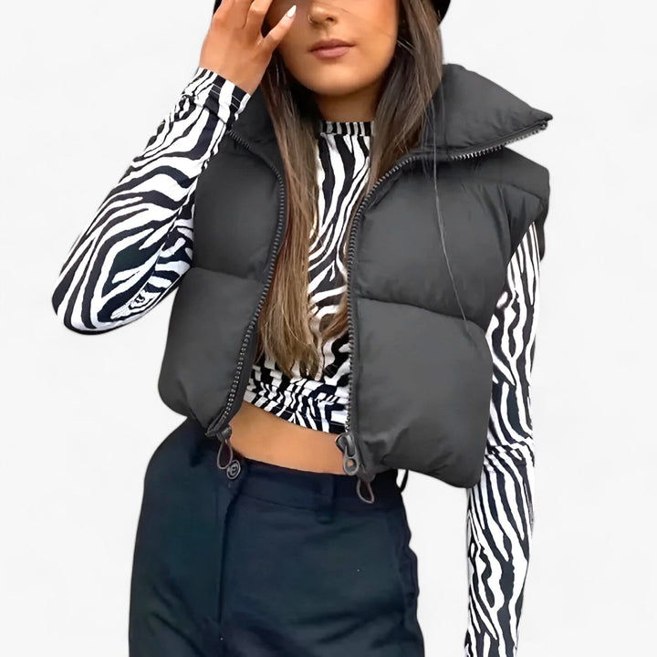 Levoire | Manteau zippé sans manches à col montant plus chaud