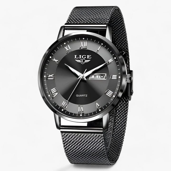 Levoire | Élégante Montre En Maille Acier Noir