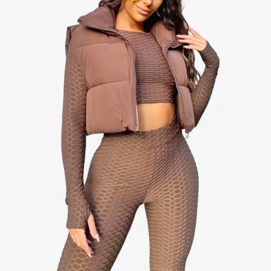 Levoire | Manteau zippé sans manches à col montant plus chaud