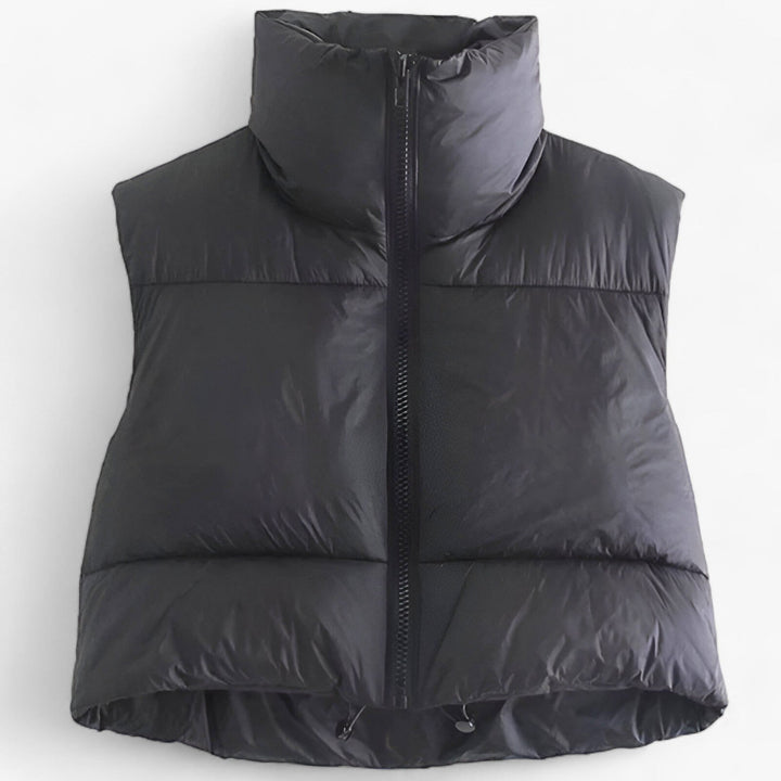 Levoire | Manteau zippé sans manches à col montant plus chaud Noir