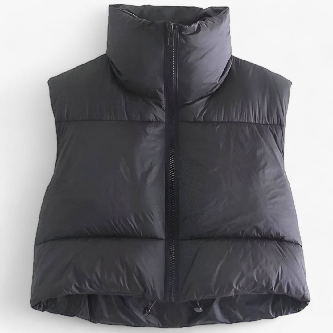 Levoire | Gilet Sans Manches Col Montant Zippé Chaud Noir