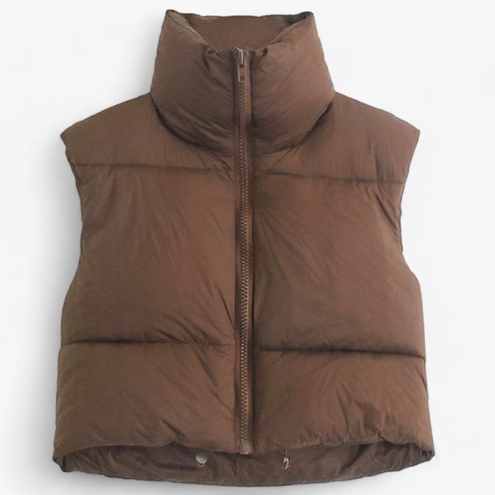 Levoire | Manteau zippé sans manches à col montant plus chaud Braun