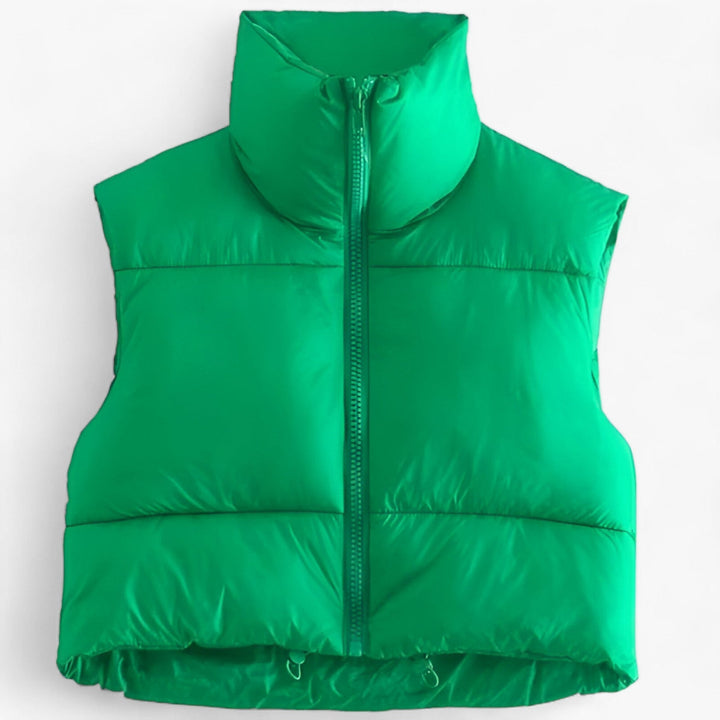 Levoire | Manteau zippé sans manches à col montant plus chaud Vert