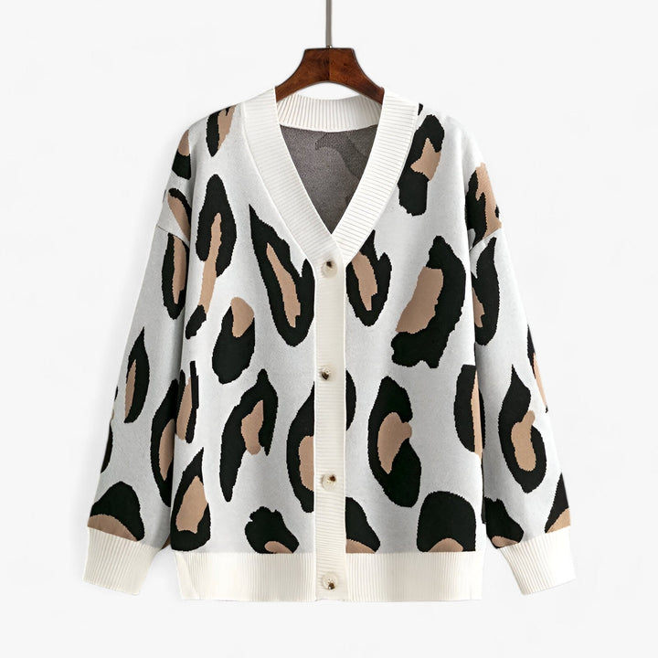 Levoire | Veste en tricot à manches longues à col en V avec bouton Noir