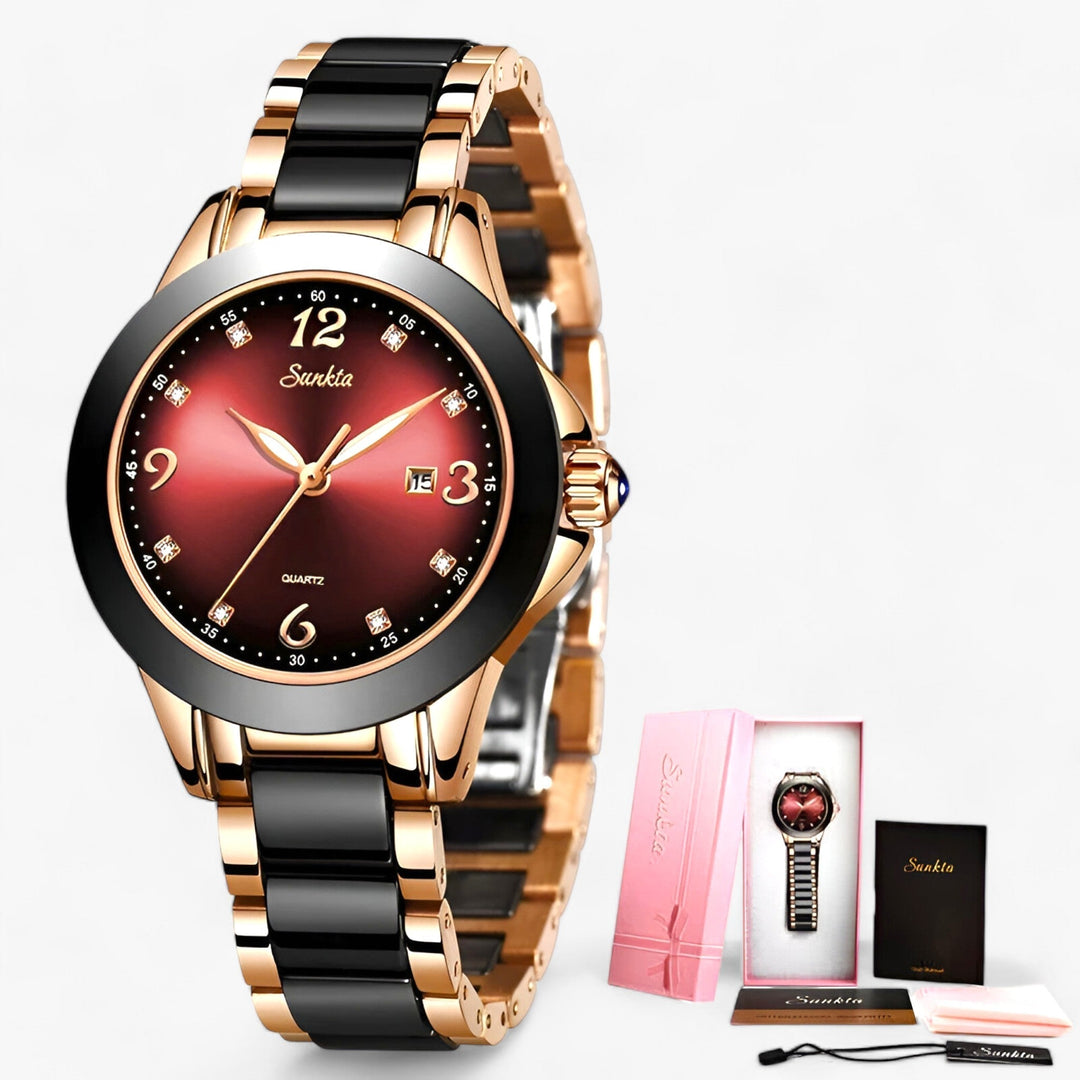 Levoire | Montre Ronde En Céramique rouge rose doré