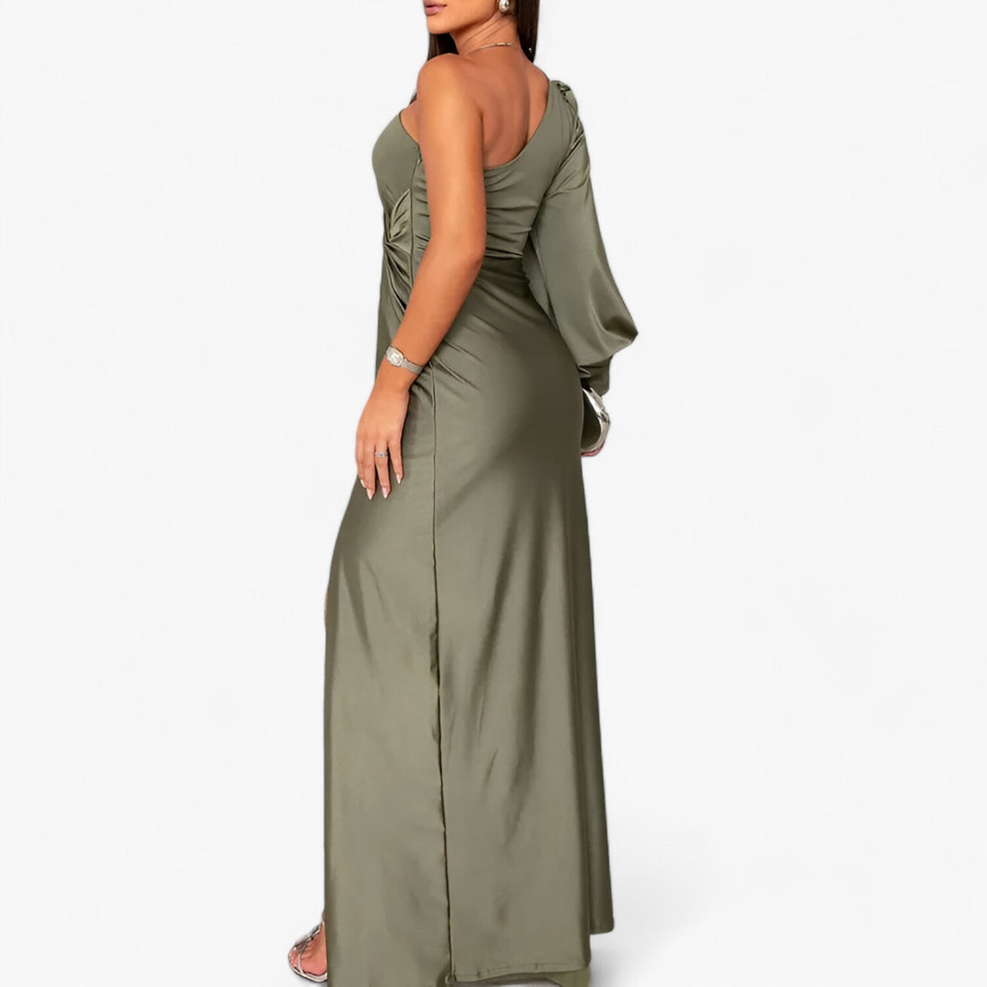 Levoire | Confortable Épaule Velours Longue Robe
