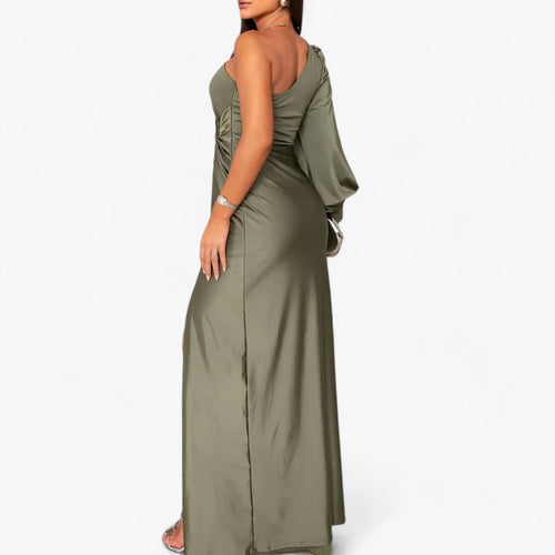 Levoire | Confortable Épaule Velours Longue Robe
