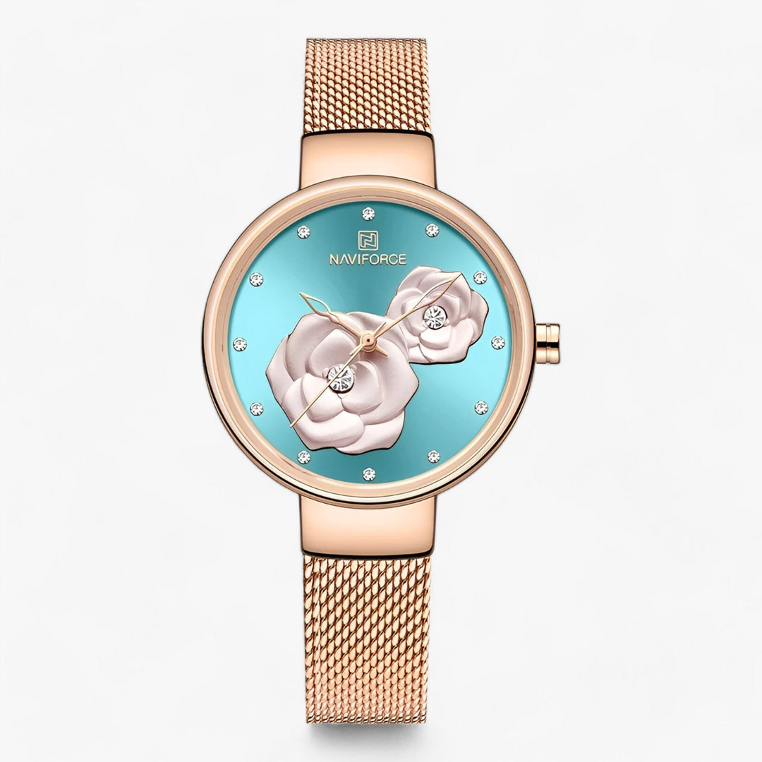 Levoire | Montre En Verre D'Acier Avec Motif Floral Ciel bleu