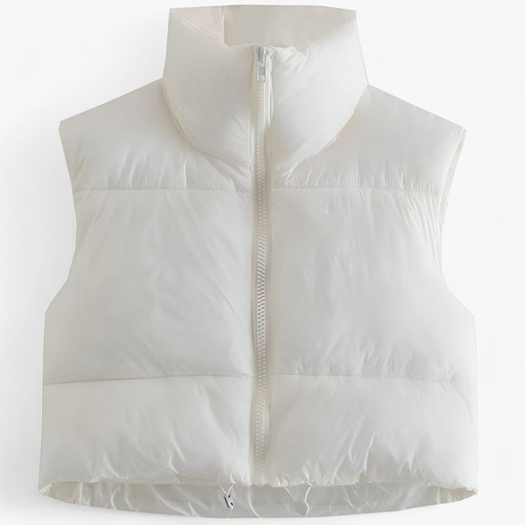 Levoire | Gilet Sans Manches Col Montant Zippé Chaud Blanc