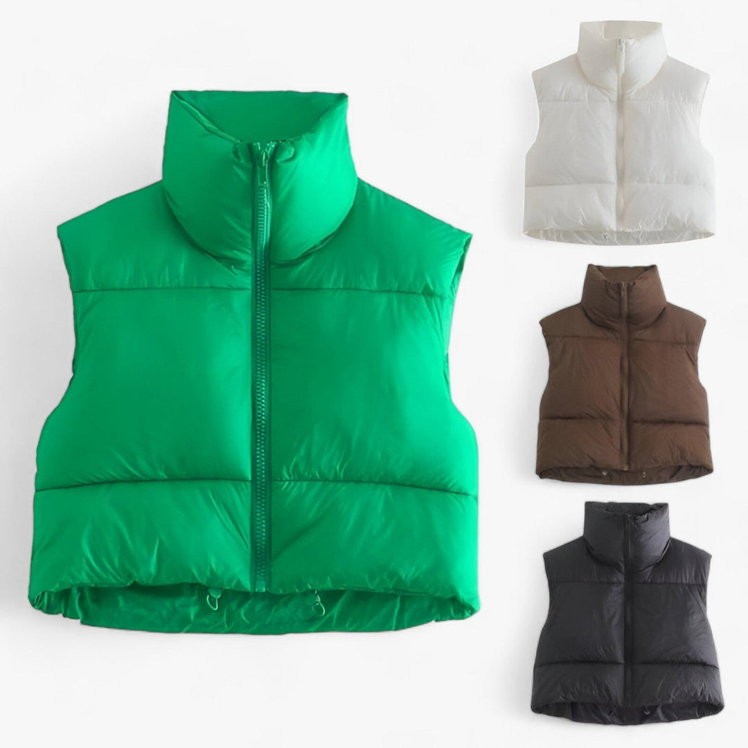 Levoire | Manteau zippé sans manches à col montant plus chaud