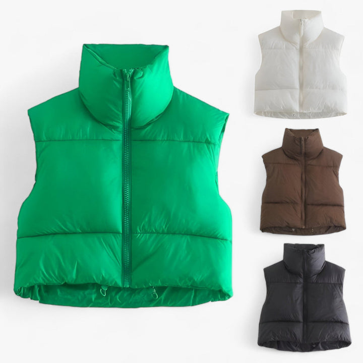 Levoire | Manteau zippé sans manches à col montant plus chaud