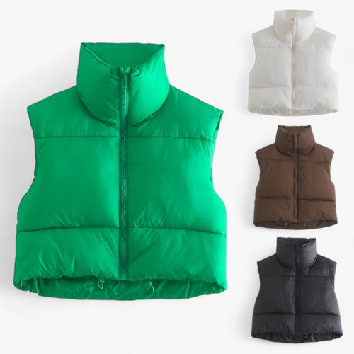 Levoire | Manteau zippé sans manches à col montant plus chaud