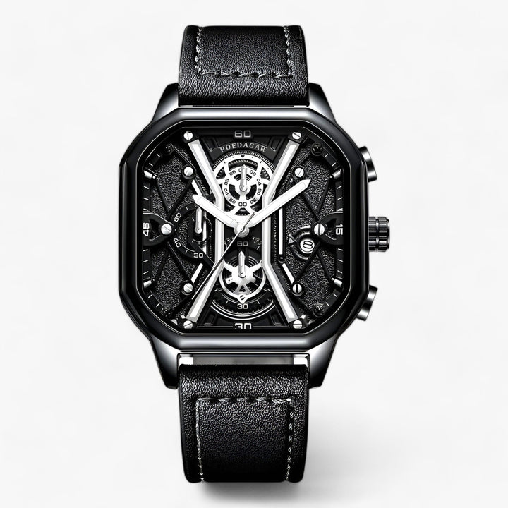 Levoire | Montre Carrée Crohnographe Durable Musta Argent
