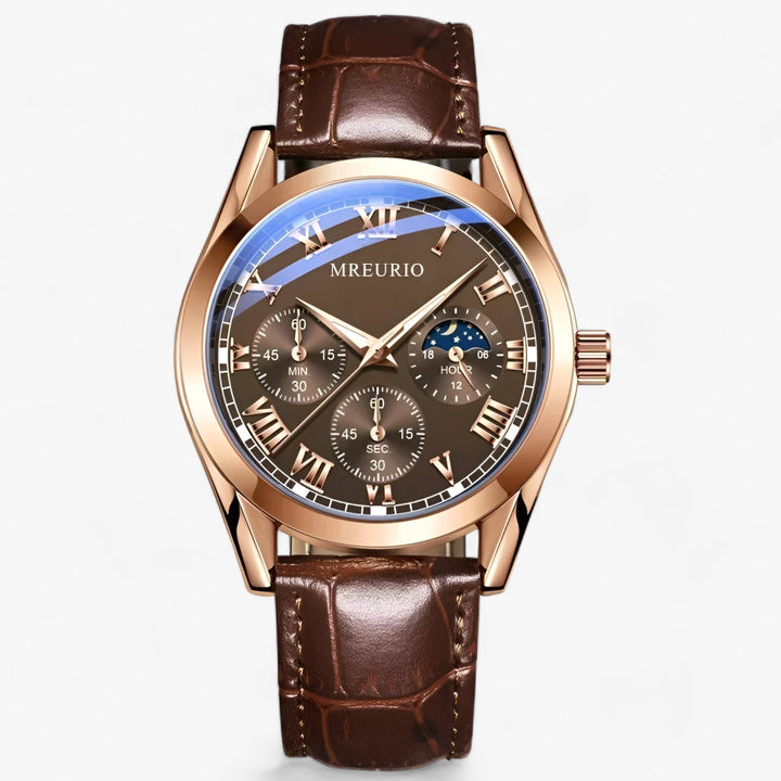 Levoire | Montre Pour Hommes Avec Bracelet En Cuir Luxueux Braun