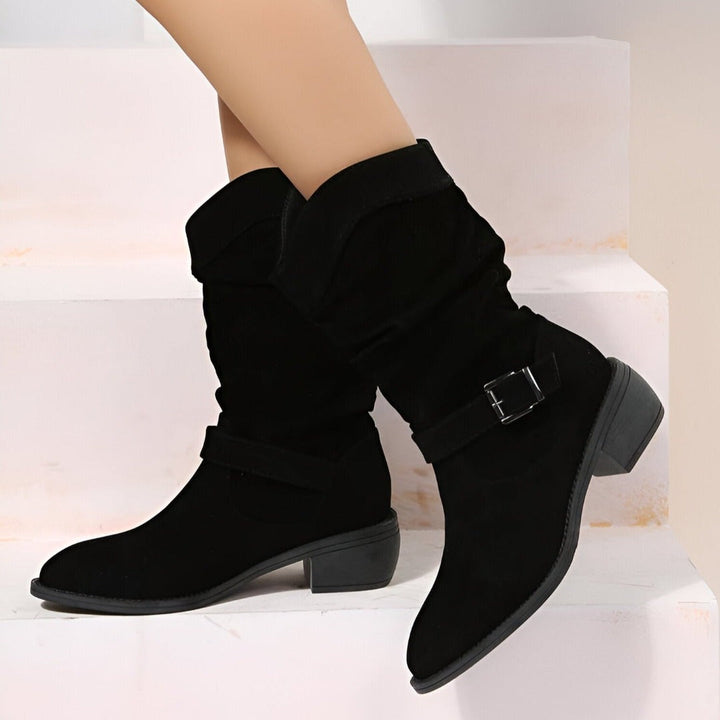 Levoire | Bottes Élegantes Femmes À Talons Bas Noir