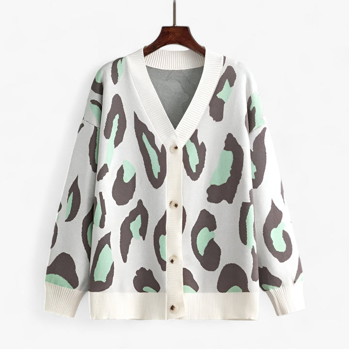 Levoire | Veste en tricot à manches longues à col en V avec bouton Vert clair