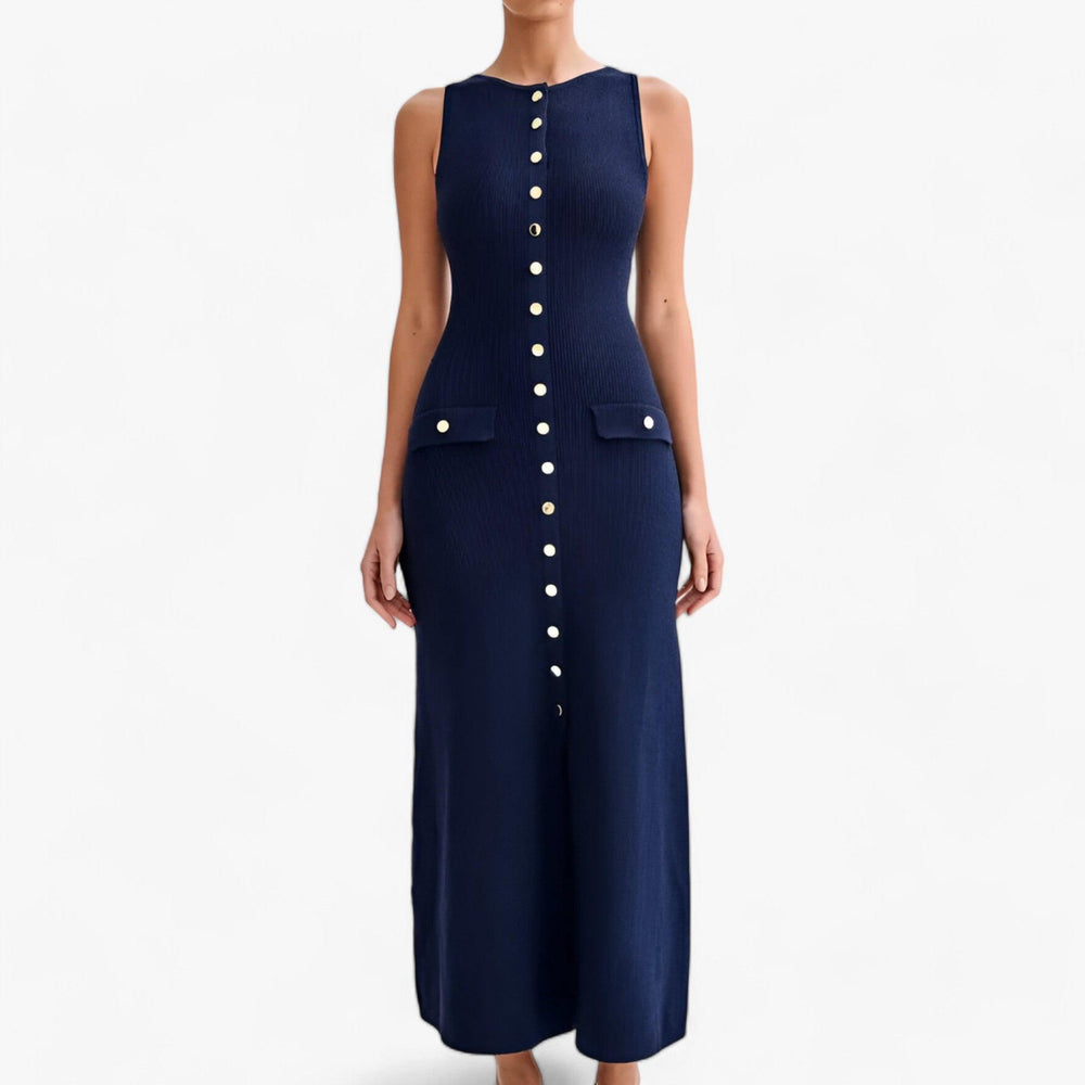 Levoire | Encolure ronde Robe maxi sans bretelles à bouton Gris de mer