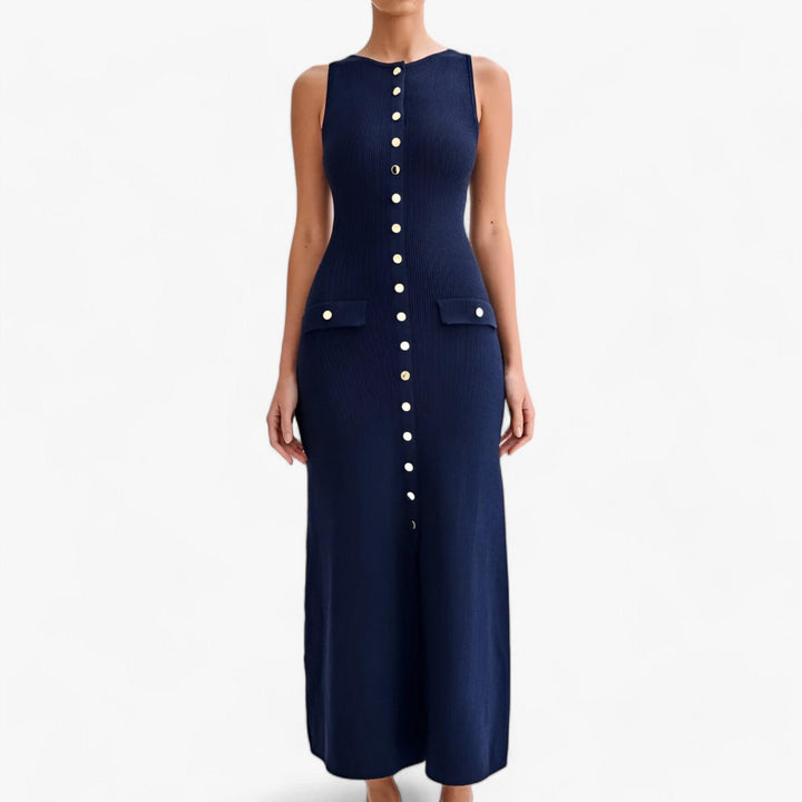 Levoire | Encolure ronde Robe maxi sans bretelles à bouton Gris de mer