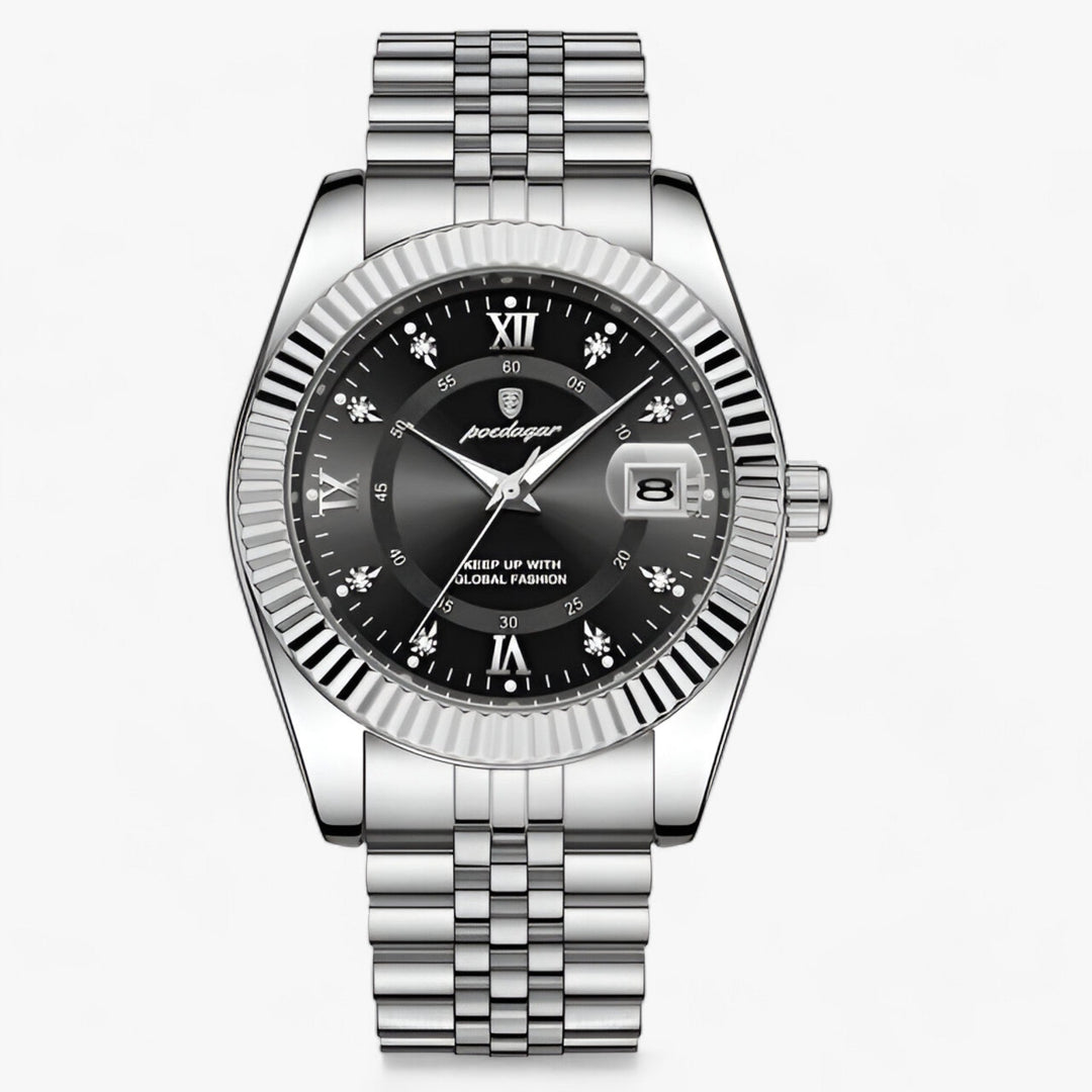 Levoire | Montre Ronde Pour Hommes En Acier Inoxydable 910 Argent Noir