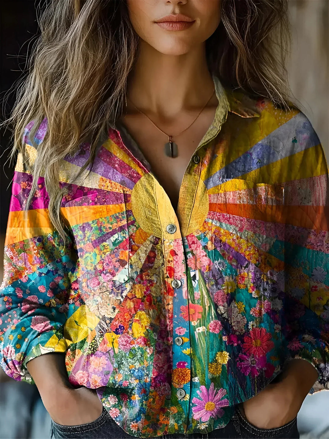 Levoire | Chemise à motifs de tournesol brillante