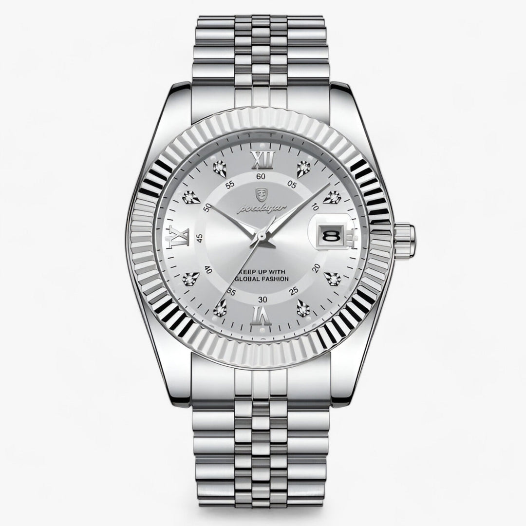 Levoire | Montre Ronde Pour Hommes En Acier Inoxydable 910 Argent Blanc