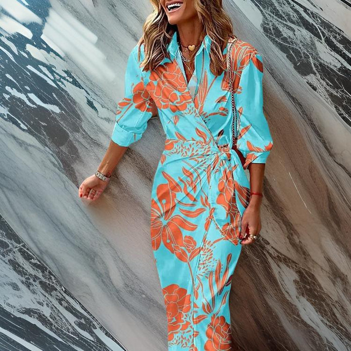 Levoire | Élégant, Sur Mesure, Imprimé Robe Chic Turquoise