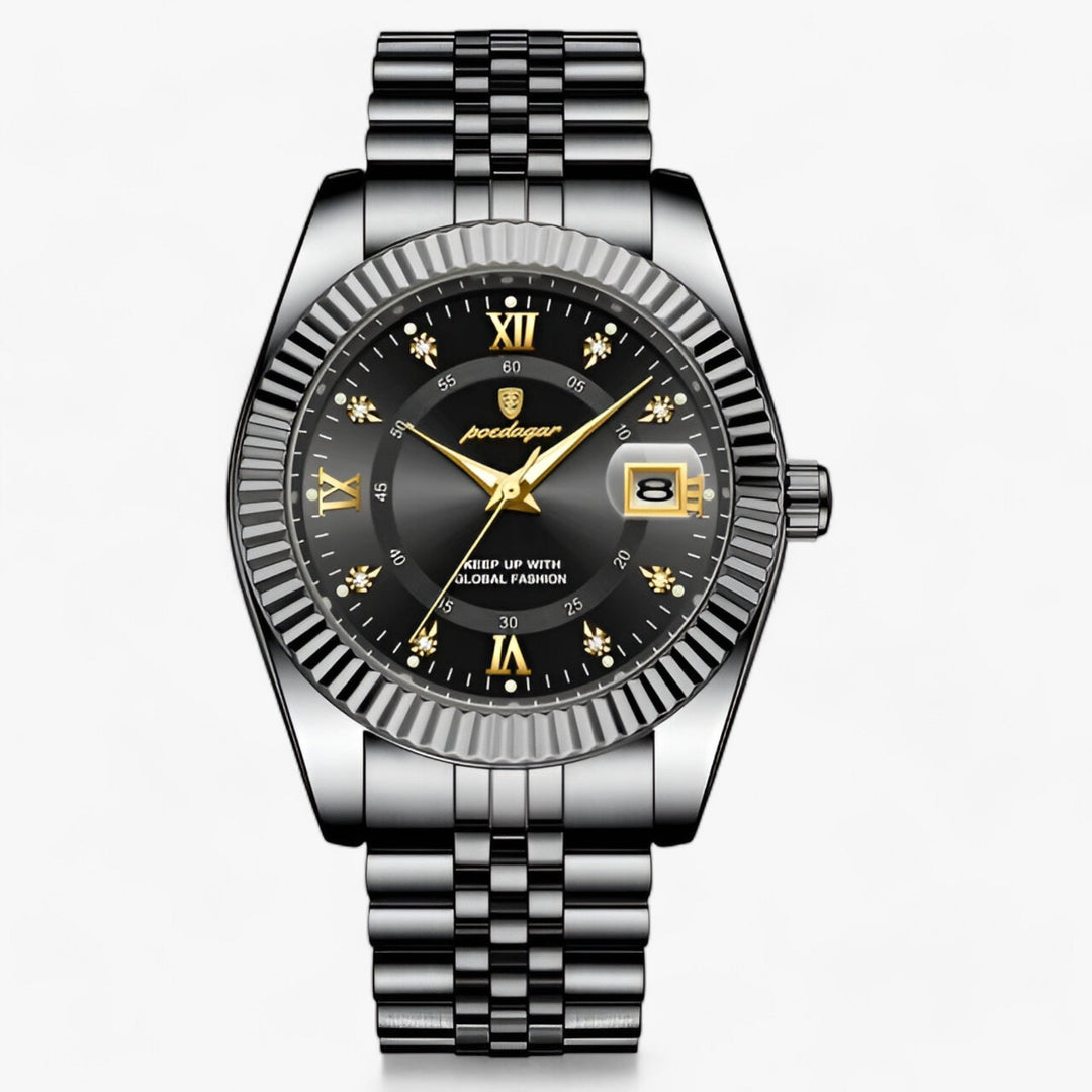 Levoire | Montre Ronde Pour Hommes En Acier Inoxydable 910 Noir Noir