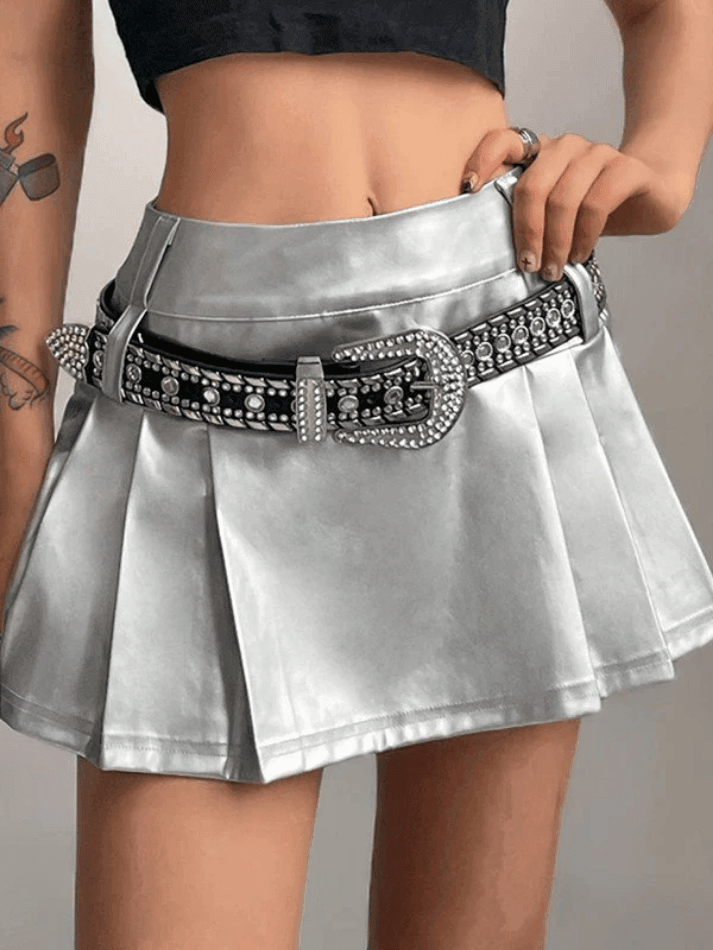 Levoire | Jupe Mini En Pu Plissée Argent