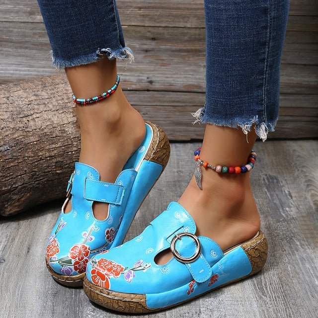 Levoire | Sandals With Flowers And Buckle Bleu ciel