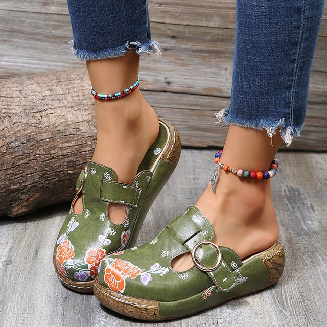 Levoire | Sandals With Flowers And Buckle Vert