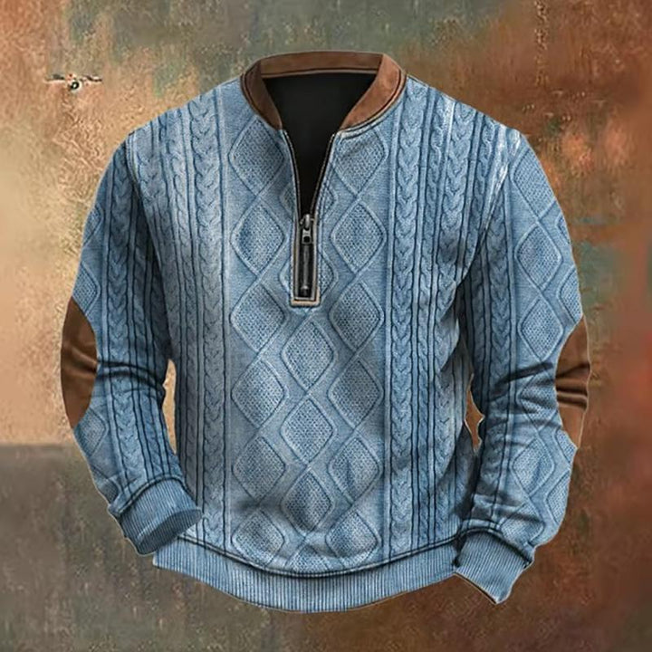 Levoire | Pull à col zip demi zippé à manches longues Bleu