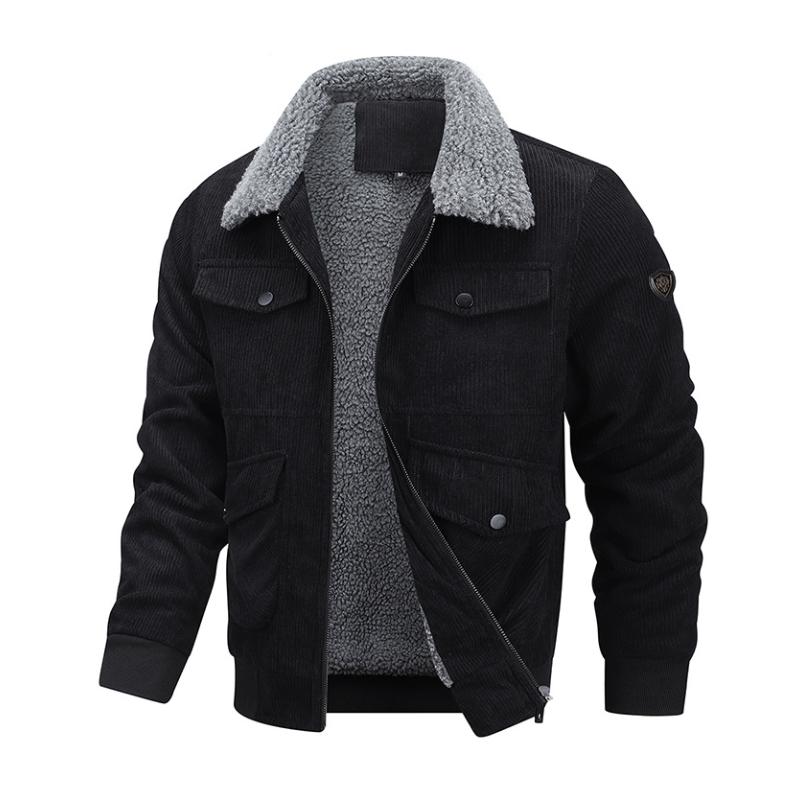 Levoire | Veste Freize Avec De Nombreuses Poches Et Fermeture Éclair Pour Hommes Noir