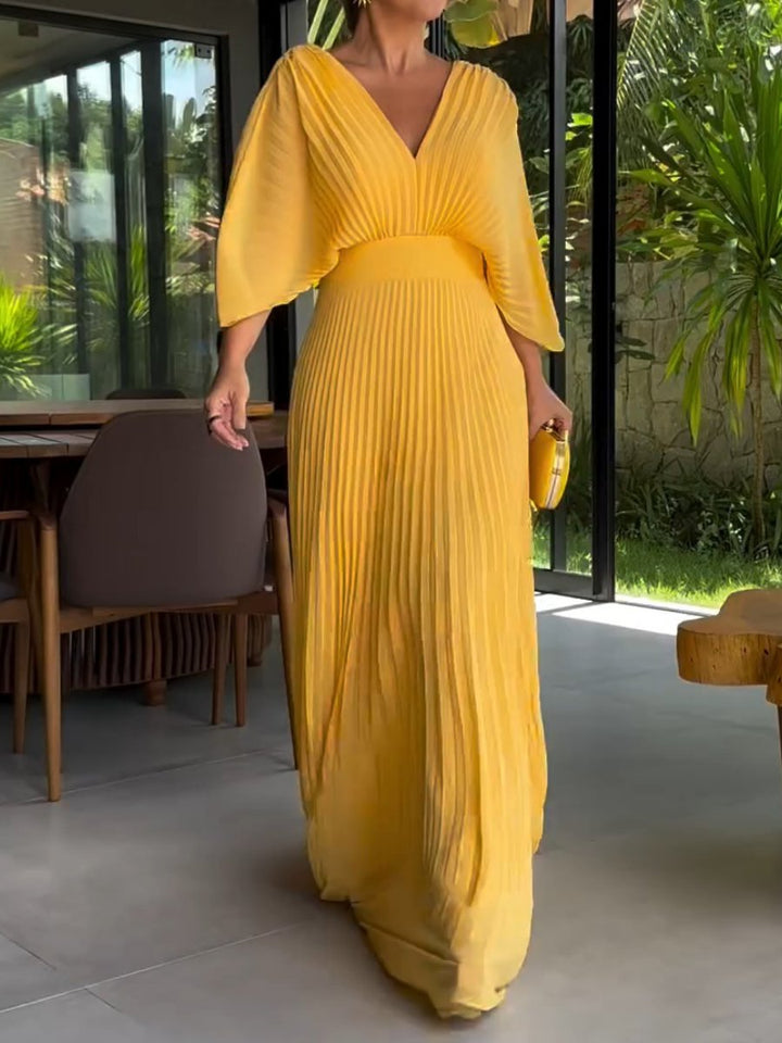 Levoire | Robe Côtelée En V Jaune