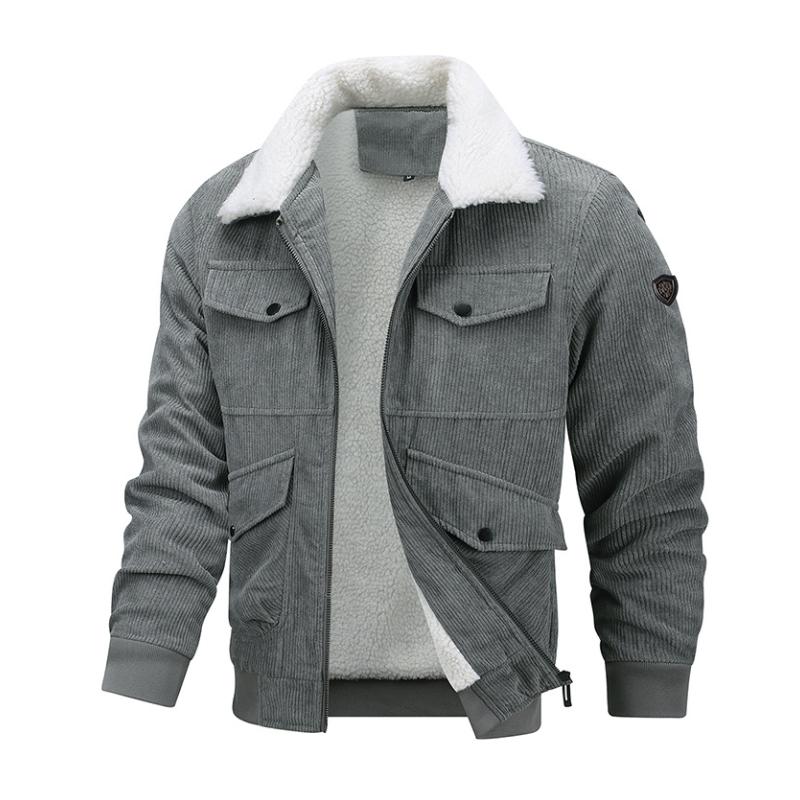 Levoire | Veste Freize Avec De Nombreuses Poches Et Fermeture Éclair Pour Hommes Gris