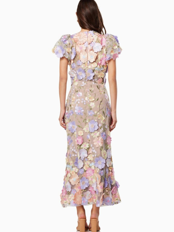 Levoire | Robe Longue Inspirée Des Fleurs À Manches Courtes Pour Femmes