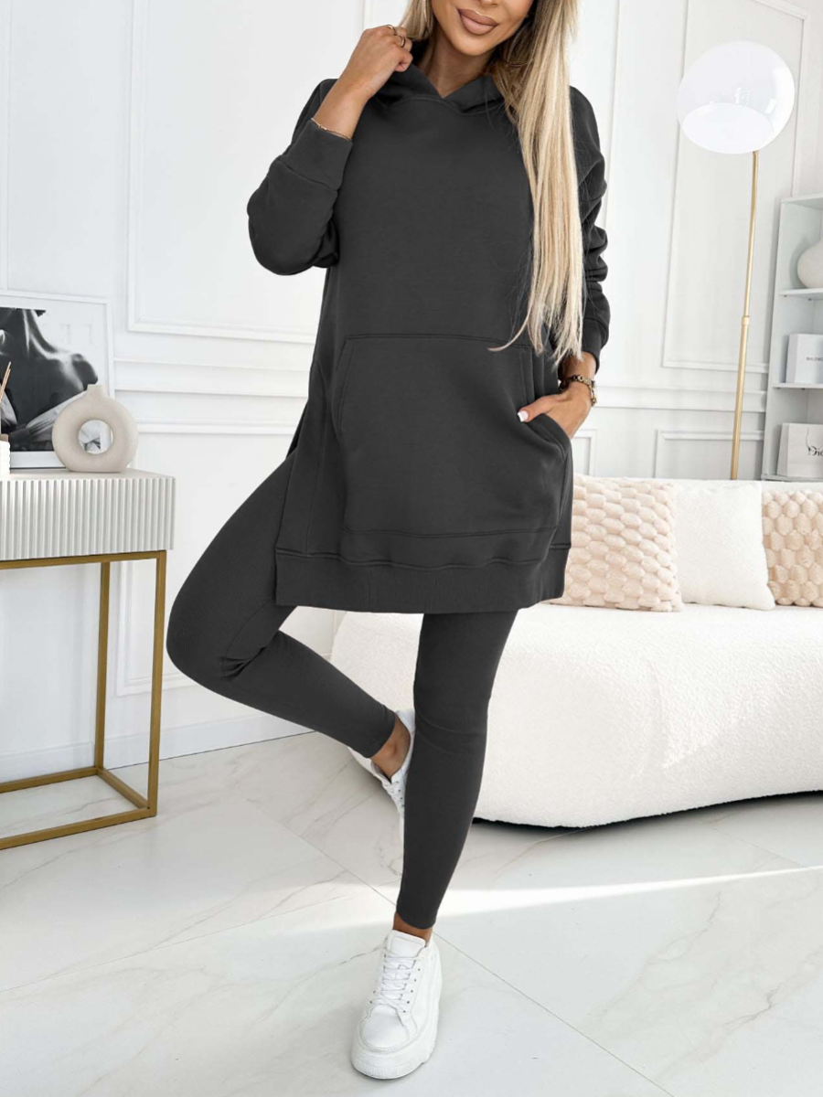 Levoire | Ensemble Élégant De Sweat À Capuche Et Leggings Gris