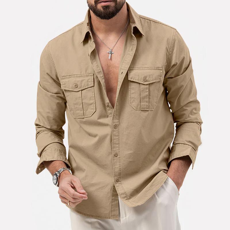 Levoire | Chemise Cargo À Manches Longues Pour Hommes Khaki
