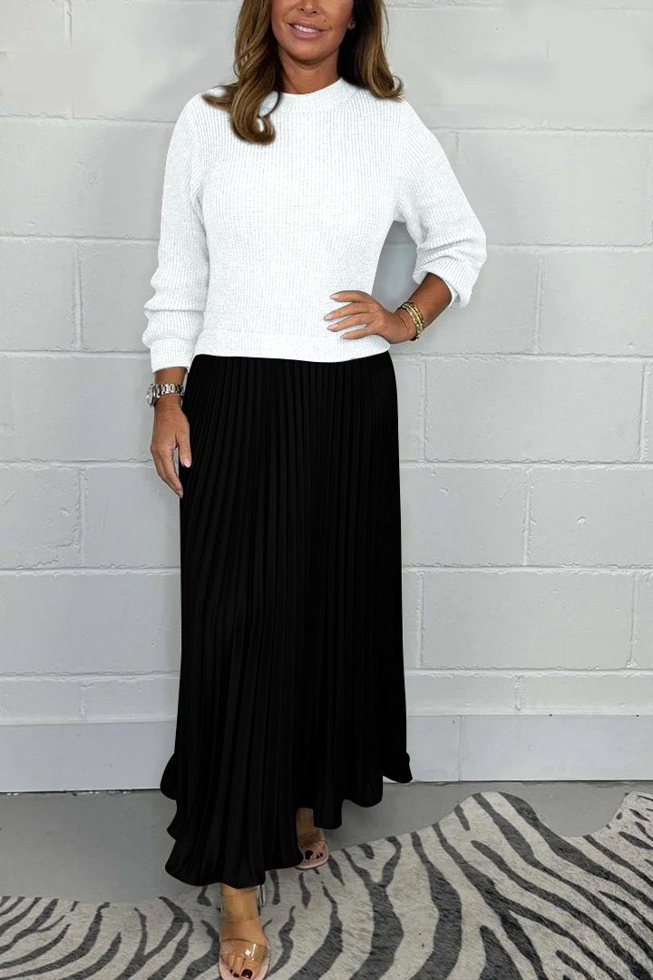Levoire | Pull À Manches Longues Rento Avec Jupe Blanc Noir