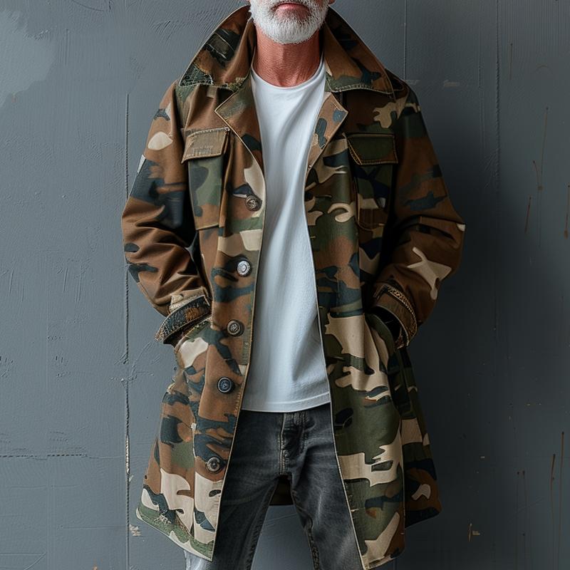 Levoire | Veste Trench Camouflage Pour Hommes Braun