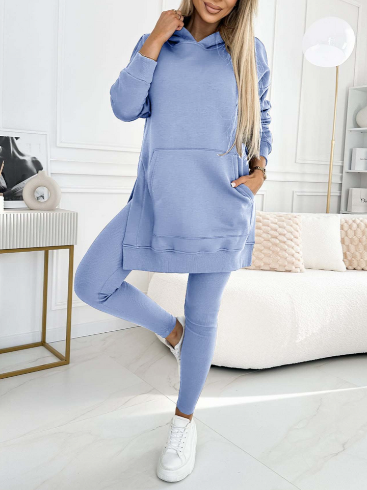 Levoire | Ensemble Élégant De Sweat À Capuche Et Leggings Bleu
