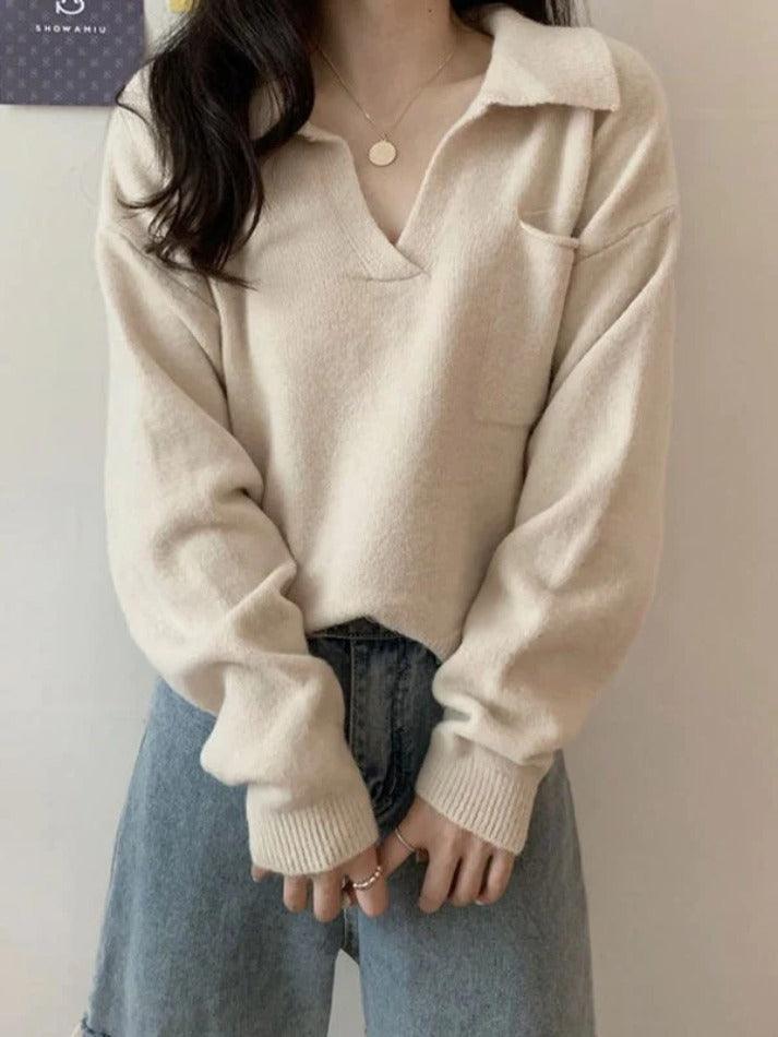 Levoire | Pull Court En Tricot Avec Poches Beige UNE TAILLE