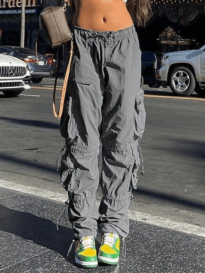 Levoire | Pantalons Cargo À Cordon De Serrage Taschenpatten Gris