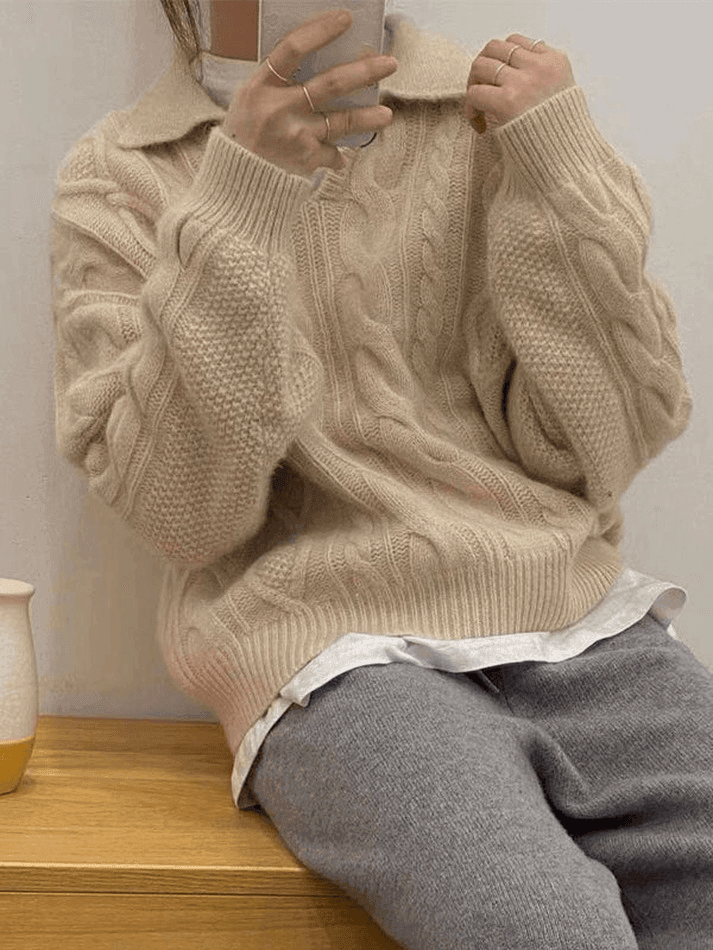 Levoire | Pull À Col Polo En Tricot À Câbles