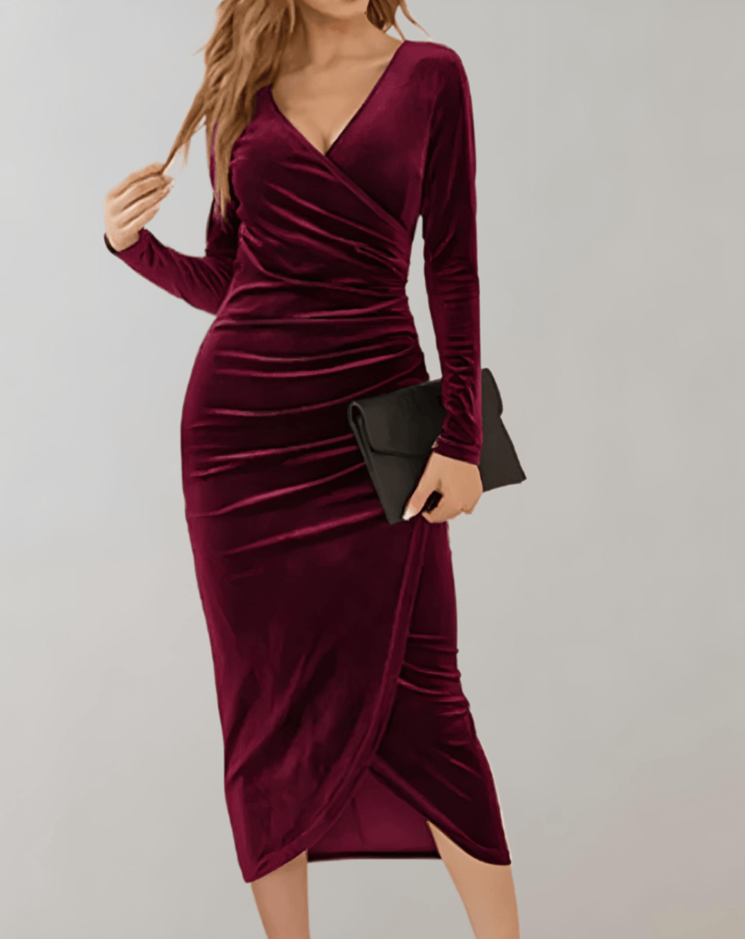 Levoire | Robe Midi Velours Bodycon Rot
