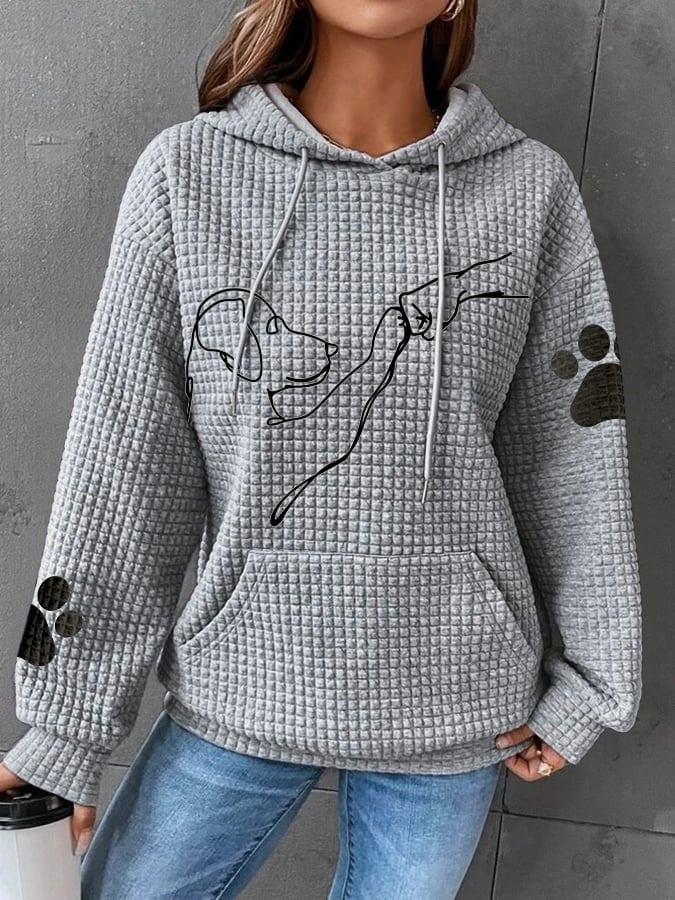Levoire | Sweat À Capuche Pour Femmes Avec Imprimé Chien Chaud Gris