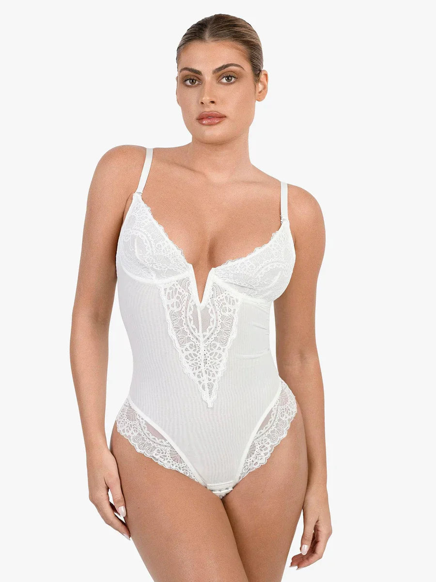 Levoire | Robe de modelage élégante Hulavakara profond-V (Taille Petit) Blanc