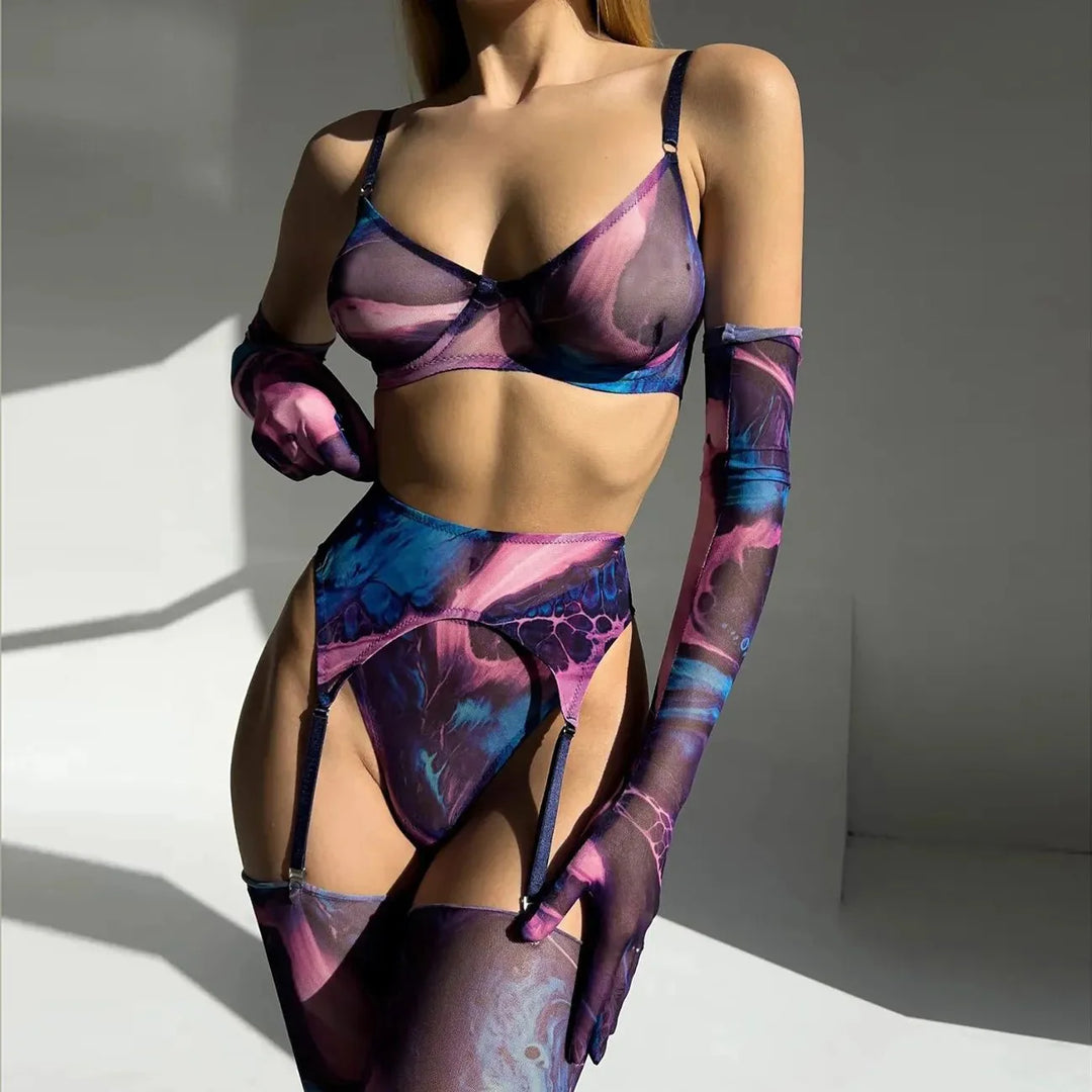 Levoire | Set De Lingerie Tie-Dye 5 Pièces Améthyste