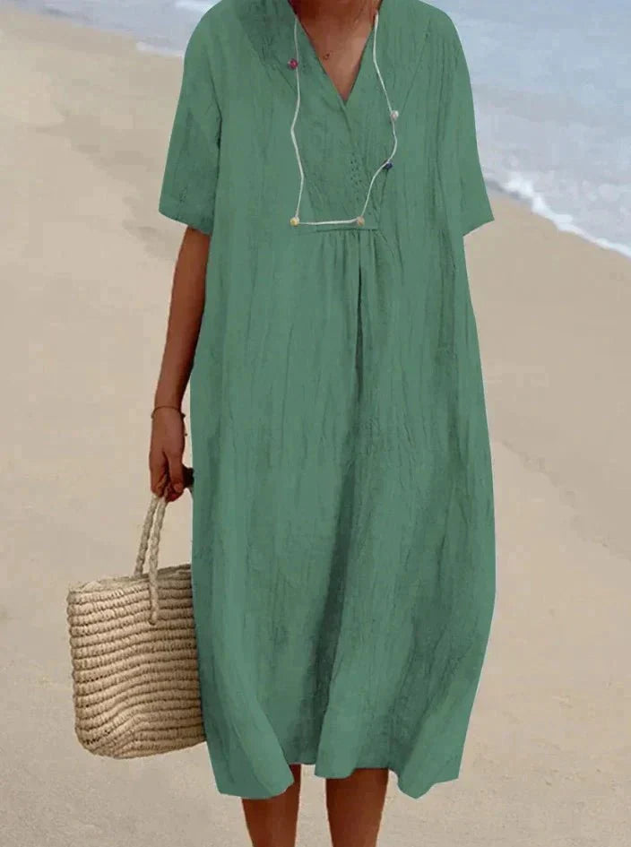 Levoire | Robe D'Été En Coton Et Lin Vert